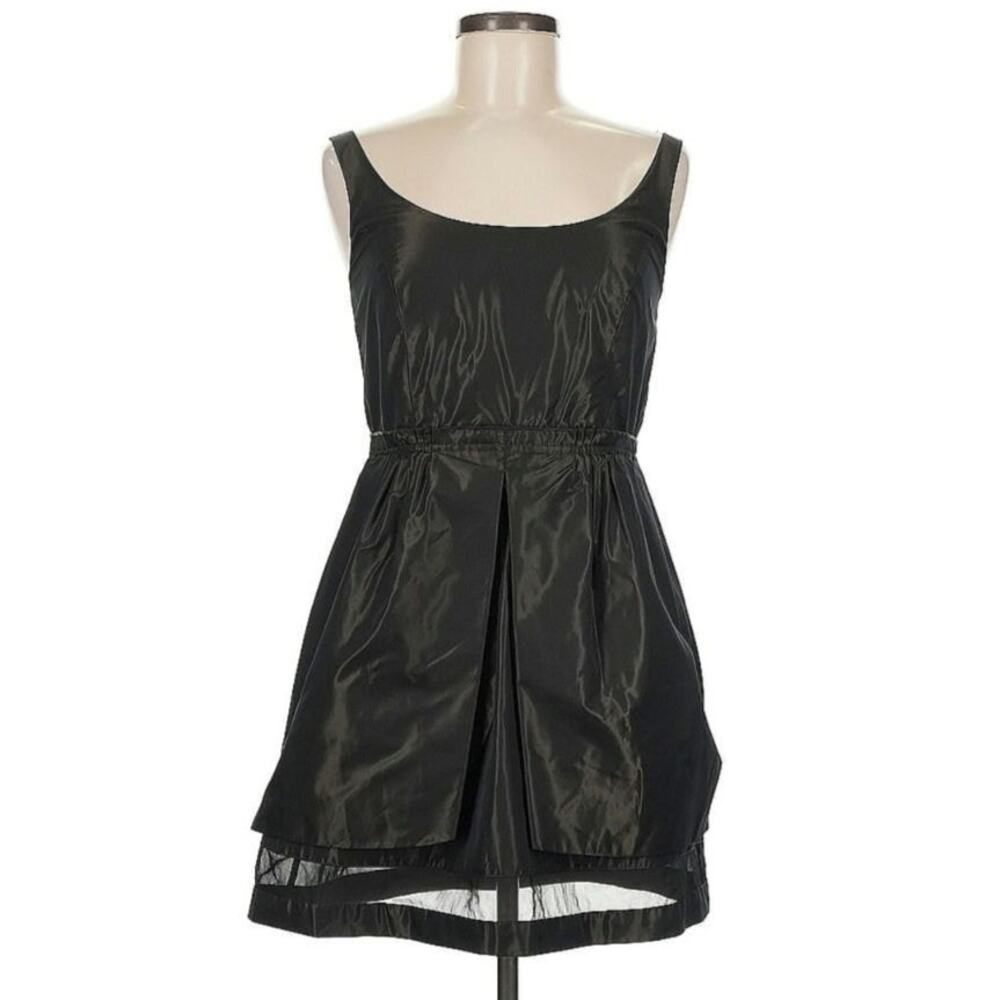 BCBGeneration Bronze Taffeta Sleeveless Mesh Hem Cocktail Dress 8 - Picture 9 of 9